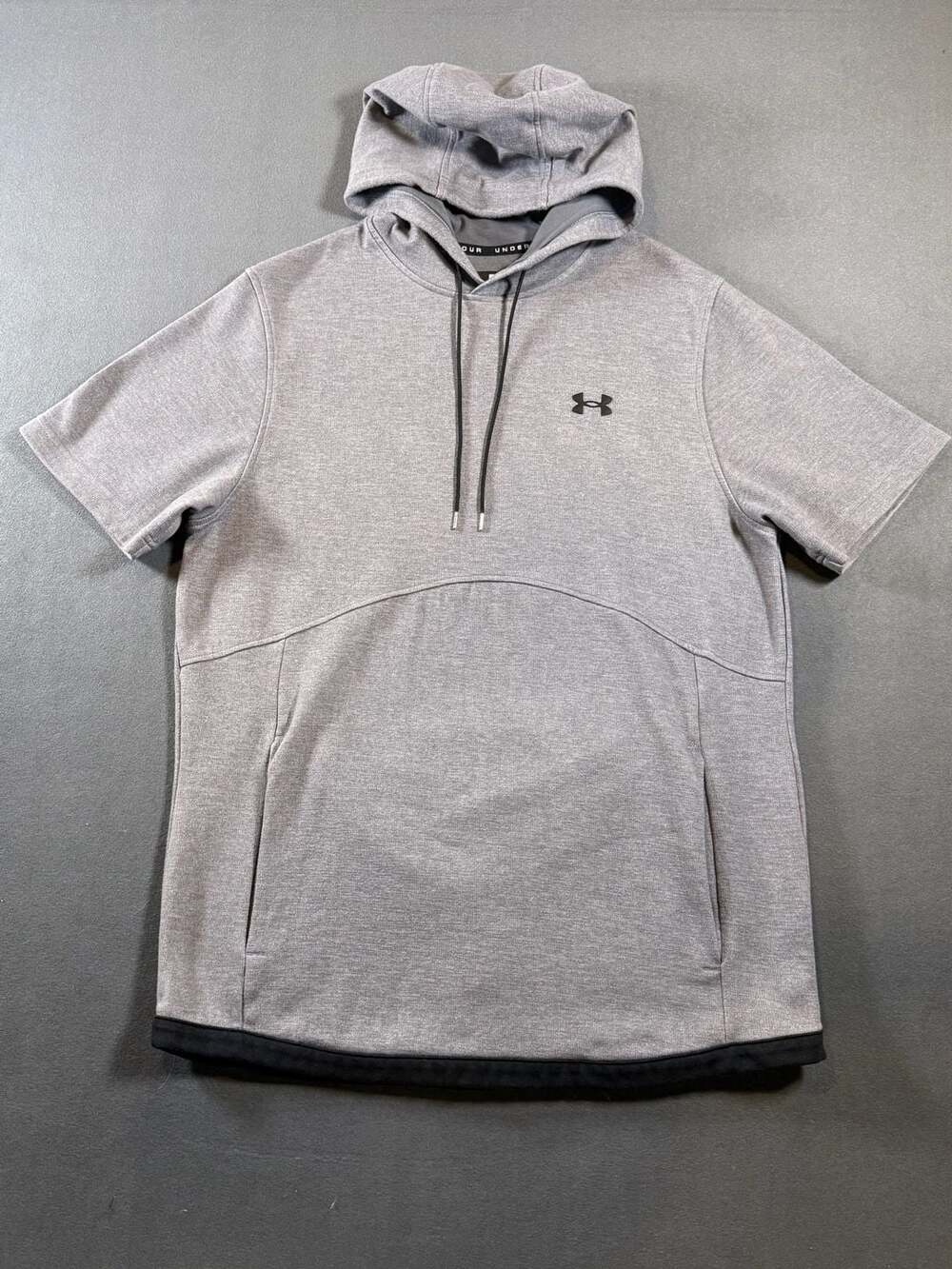 Under Armour Double Knit Short Sleeve Hoodie Size LG Gray